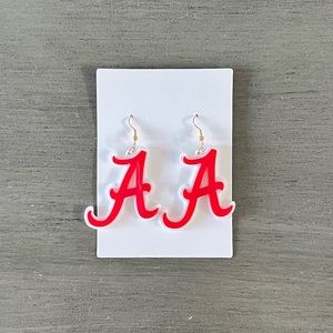 🐘 Cursive A University Alabama Crimson Tide Football Acrylic 2.5" Earrings